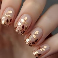 NA105 - Gold Three-Dimensional Embossed Gilded Nails
